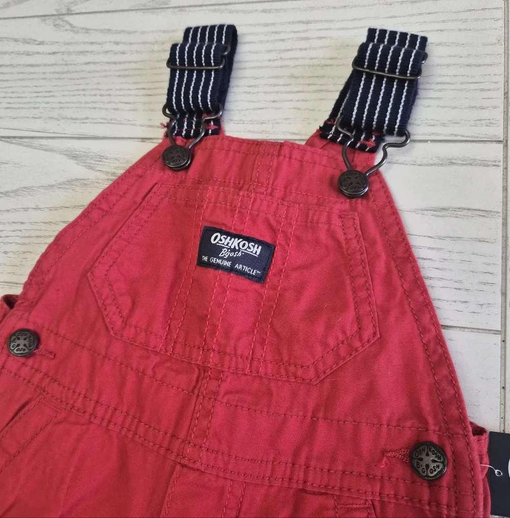 Baby Boy Red Overalls Oshkosh NEW 6M